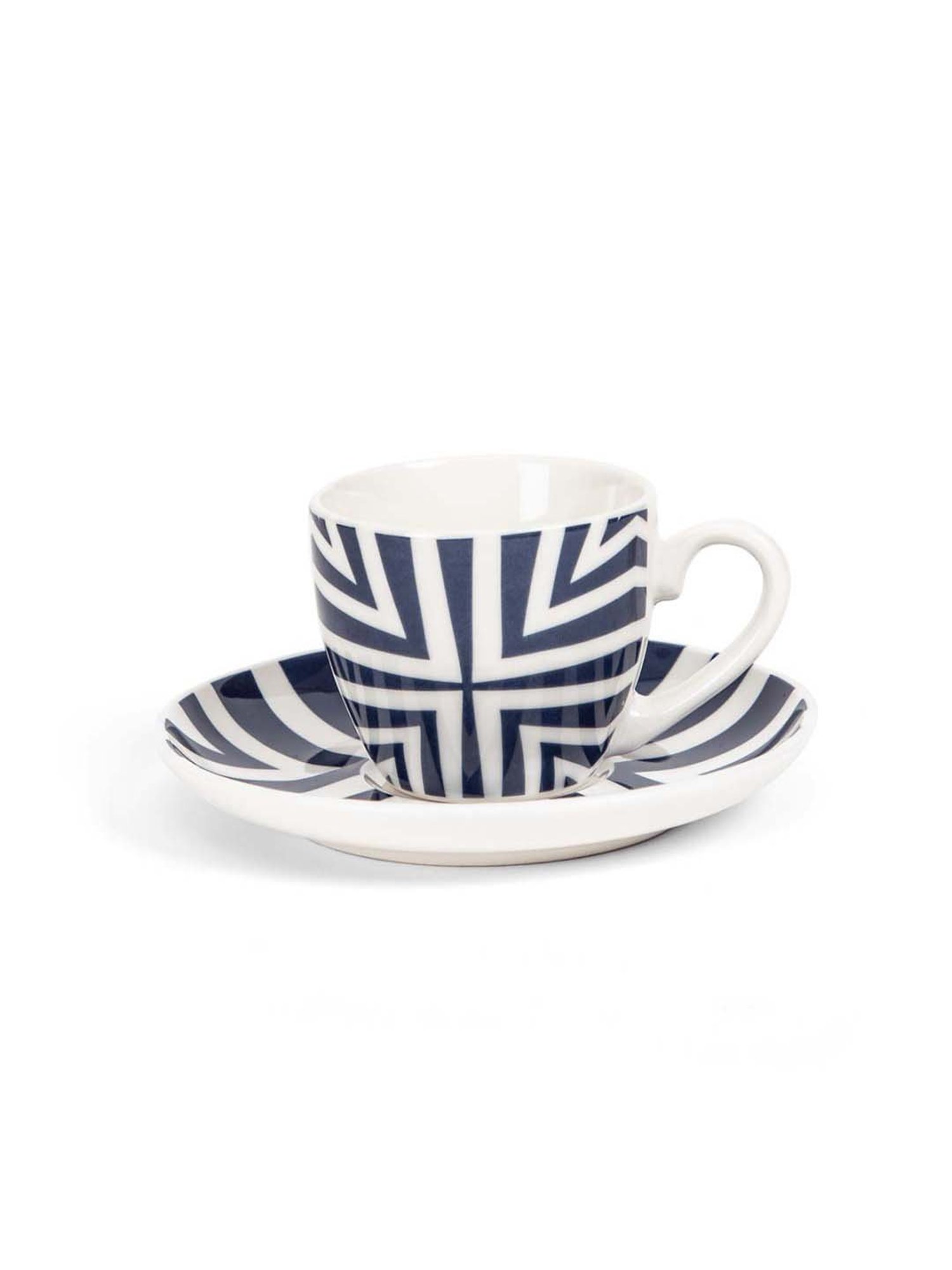 Home4U Blue & White Bone China Tea Set (6 Cups & 6 Saucers)