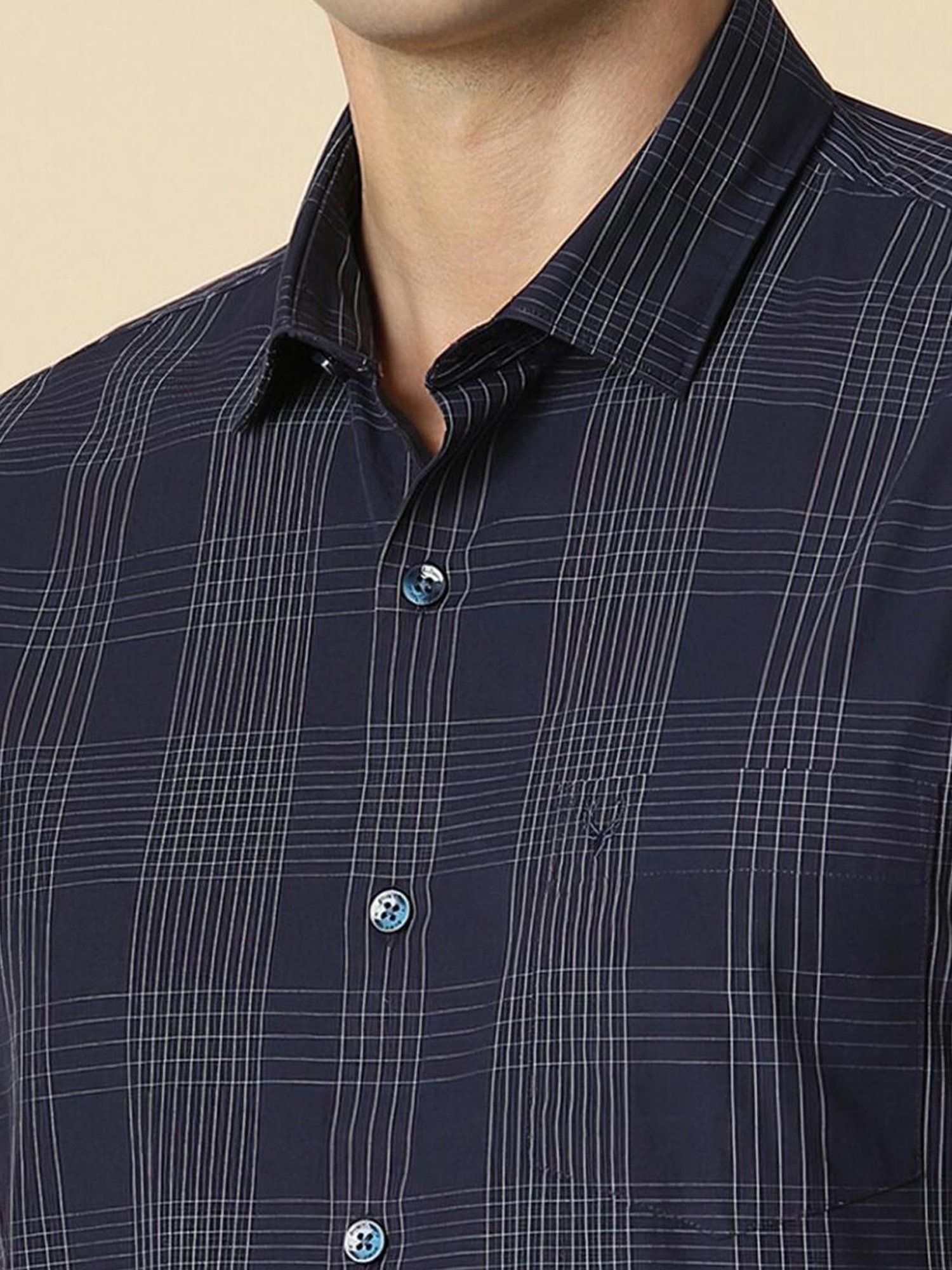 Sojanya Blue Cotton Regular Fit Self Pattern Shirt