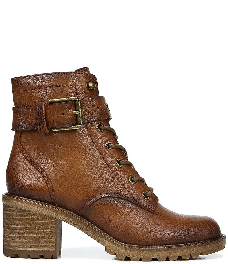 Zodiac Gemma Leather Buckle Strap Detail Lug Sole Block Heel Combat Booties