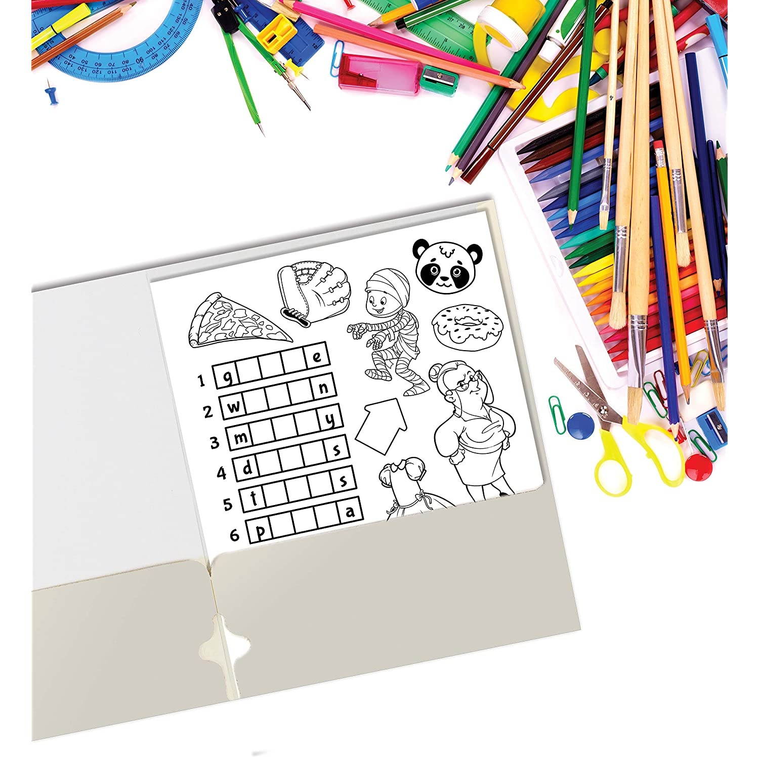 Two Pocket Portfolio Folders, 50-Pack, White, Letter Size Paper Folders, by Better Office Products, 50 Pieces, White