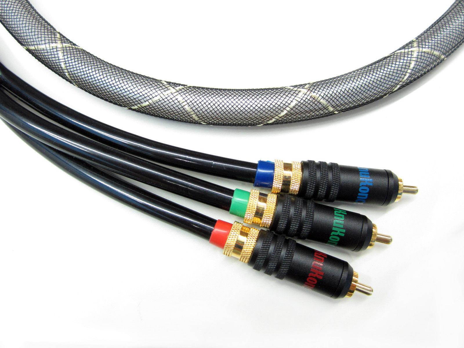 KnuKonceptz Silver Plated Copper Component Video Cable 3 1M Locking RCA Ends