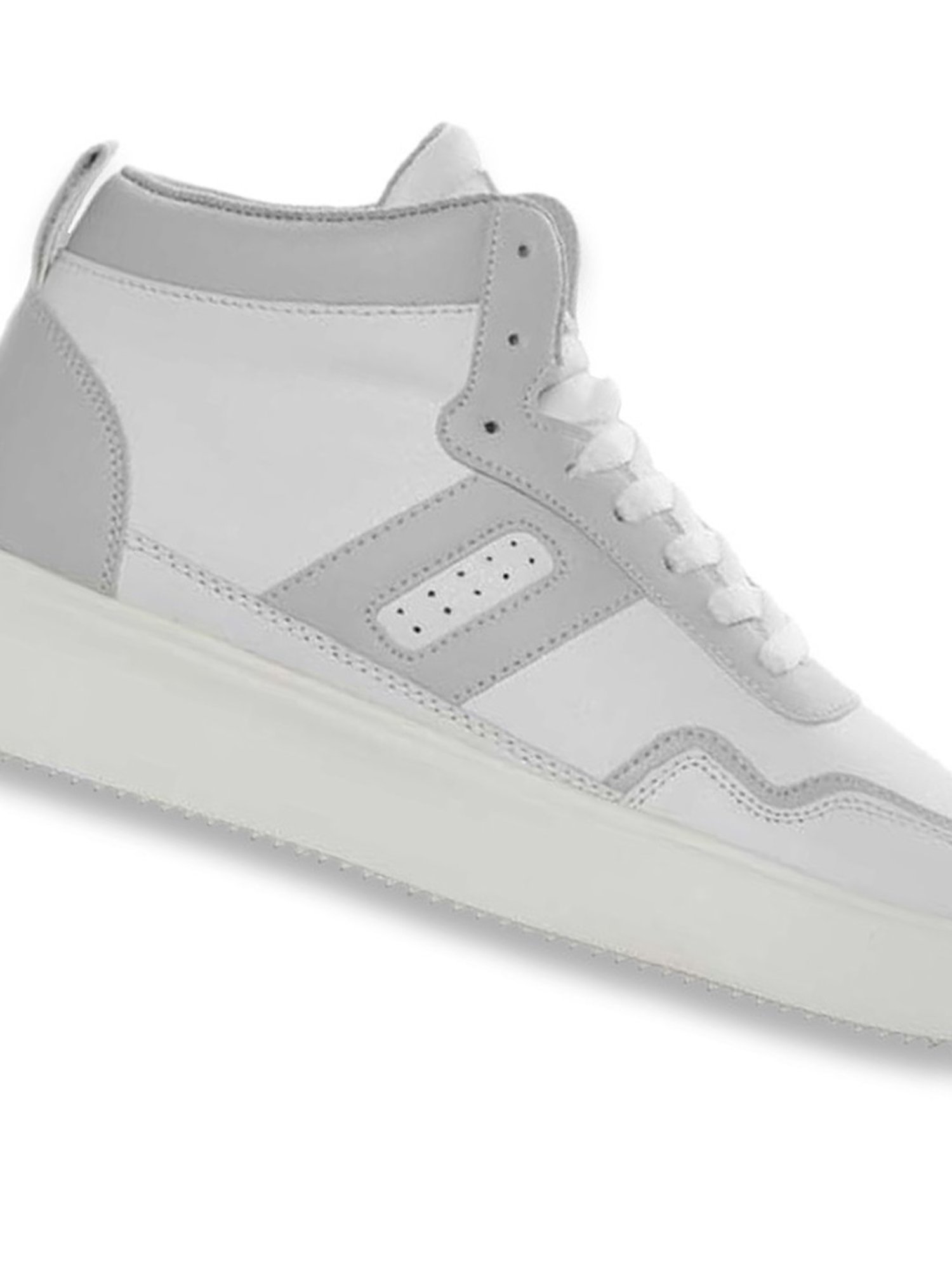 Yoho Men's White & Grey Ankle High Sneakers