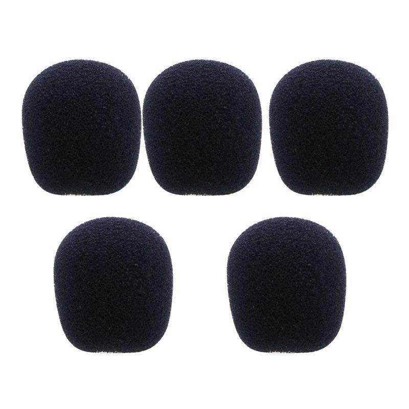 1 SET 5PCS Black Microphone Headset Foam Sponge Windscreen Mic Cover