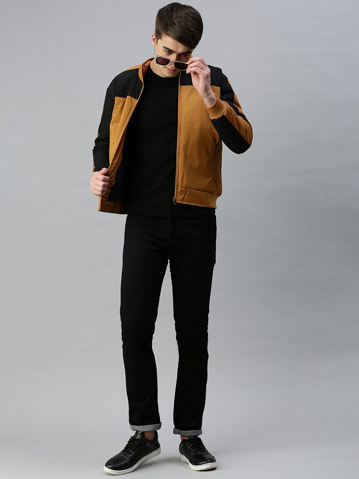 VOXATI Khaki Regular Fit High Neck Jacket