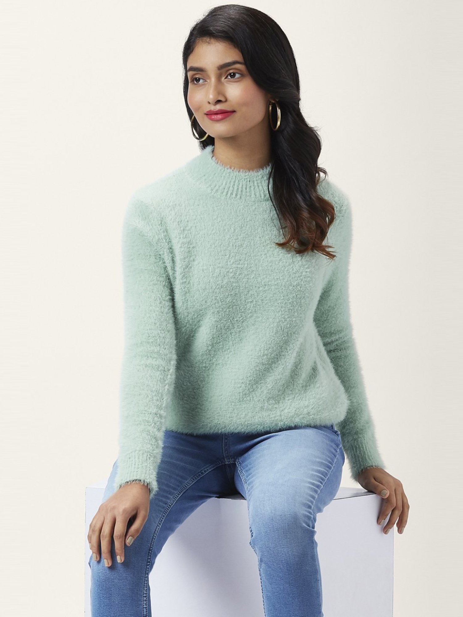 Honey by Pantaloons Green Self Pattern Sweater
