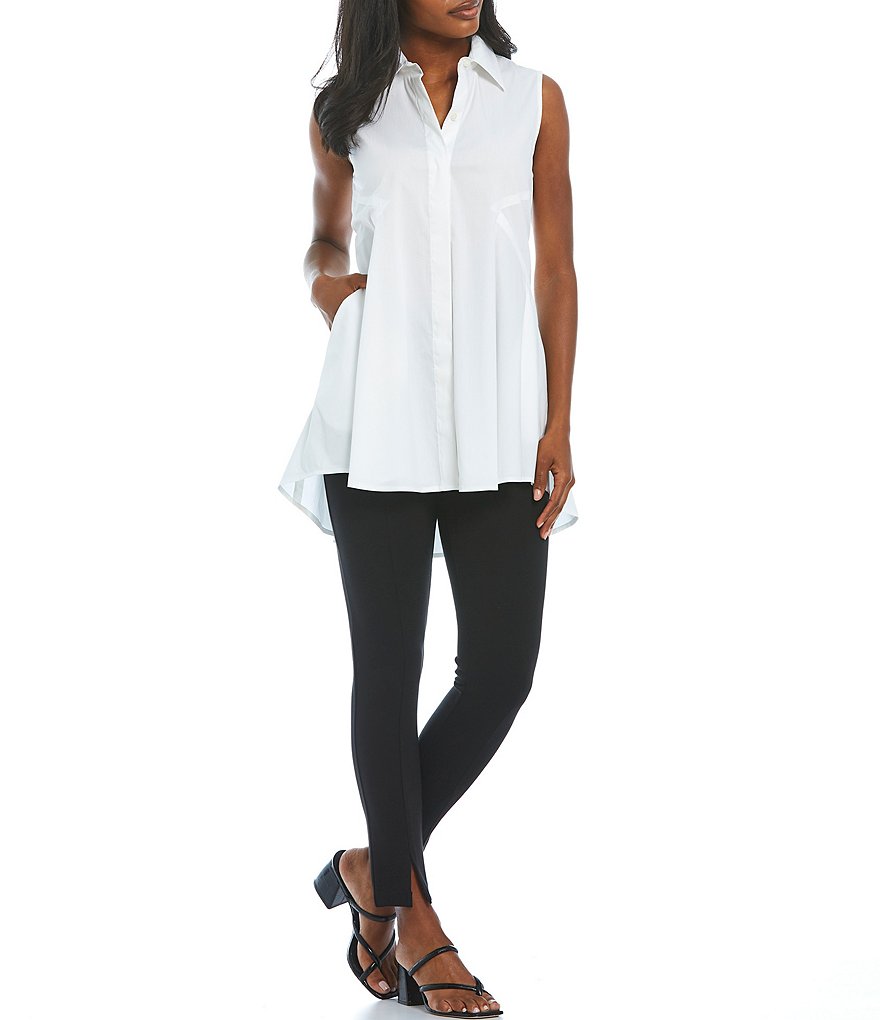 Donna Karan New York Sleeveless Asymmetrical Seamed Signature Cotton Blend Tunic