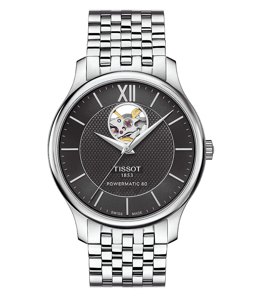 Tissot T-Classic Tradition Powermatic 80 Open Heart Stainless Steel Bracelet Watch