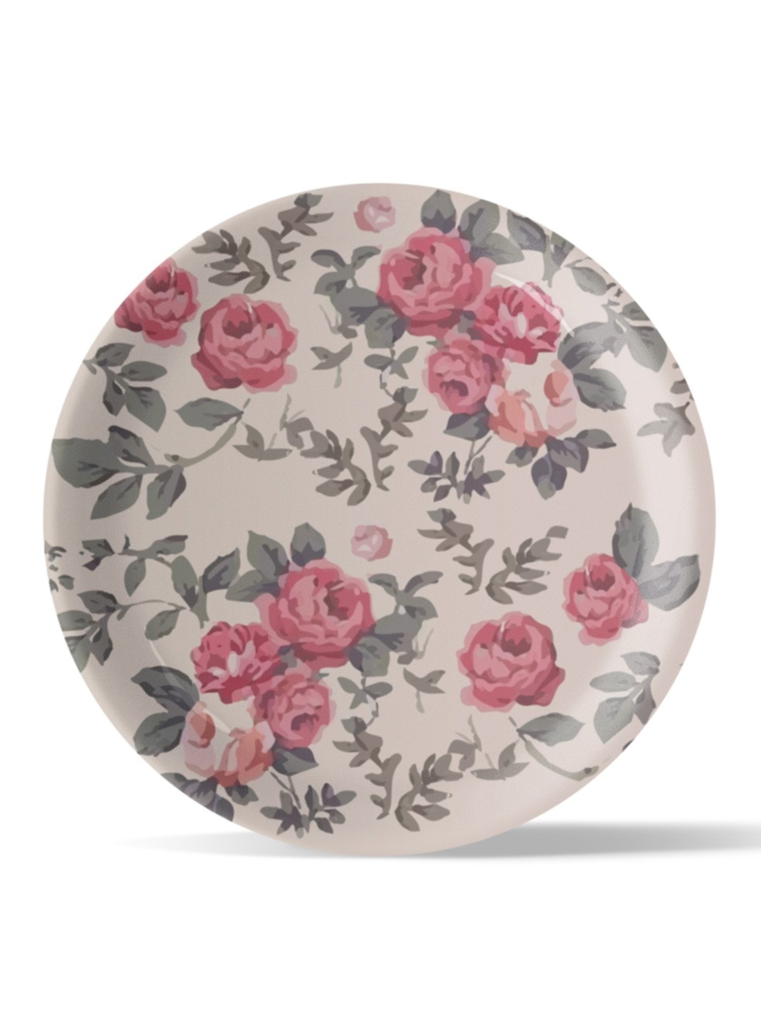 Nestroots English Rose Printed Multicolor Porcelain Wall Plate