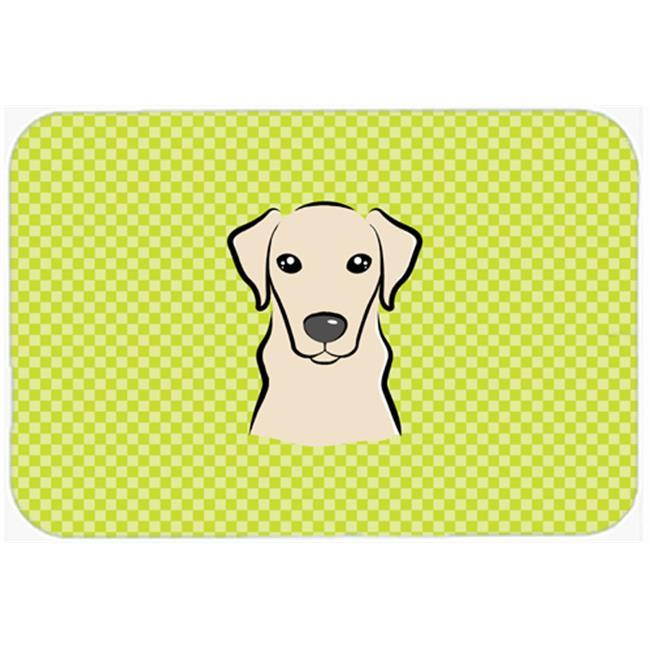 Checkerboard Lime Green Yellow Labrador Mouse Pad, Hot Pad or Trivet BB1284MP