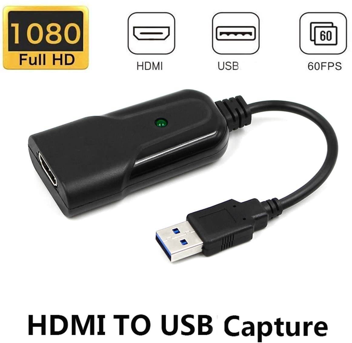 Capture Card HDMI to USB2.0 1080p30hz Game Video and Audio Grabber Card Record via Recorder Game/Video/Live Broadcasting Facebook Streaming Video Recording