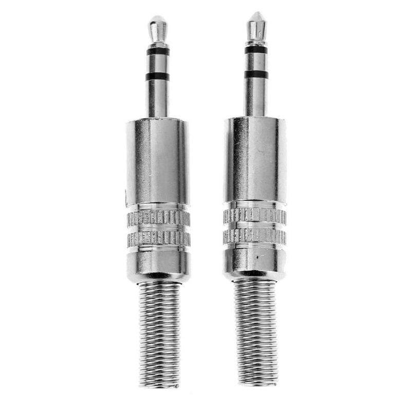 2pcs 3.5mm 1/8in Stereo Male Audio TRS Plated Jack Plug Adapter Connectors
