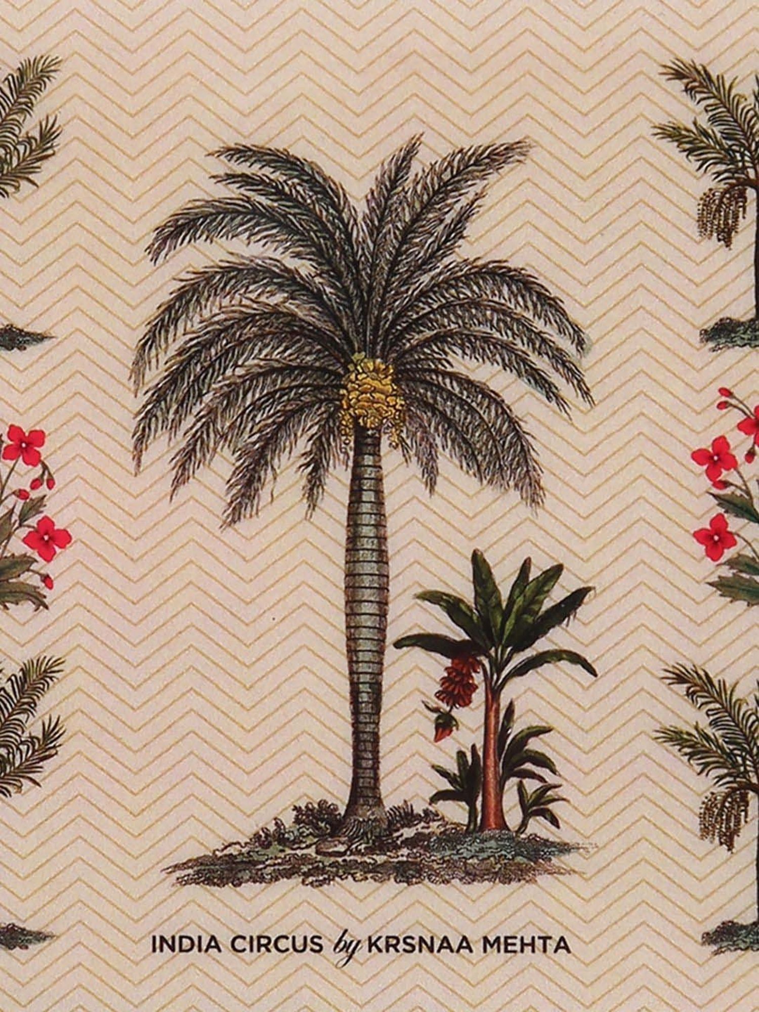 India Circus by Krsnaa Mehta Brown Mdf Chevron Palms Table Coaster - Set of 6