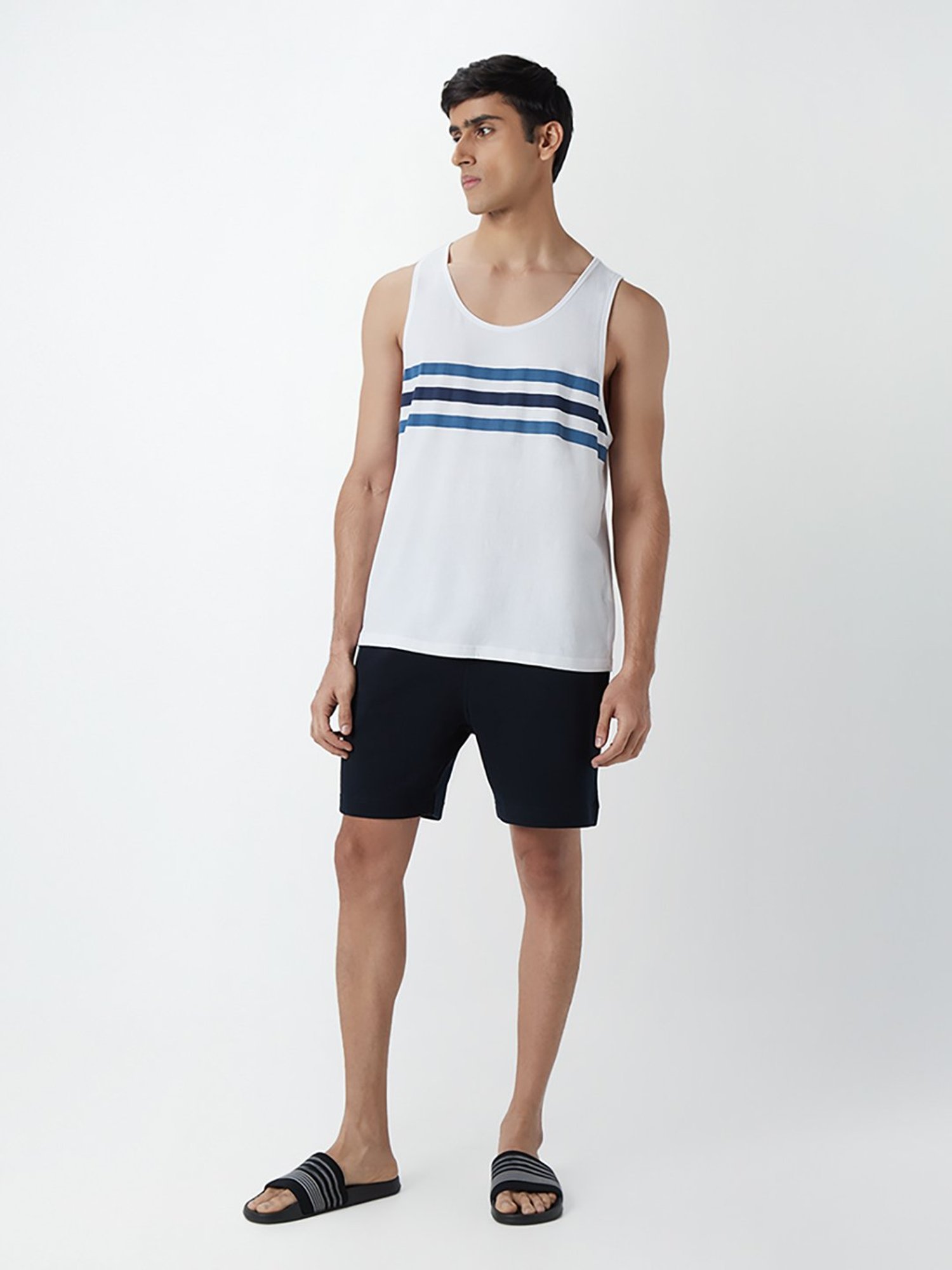 WES Lounge by Westside Navy Self-Textured Relaxed-Fit Shorts