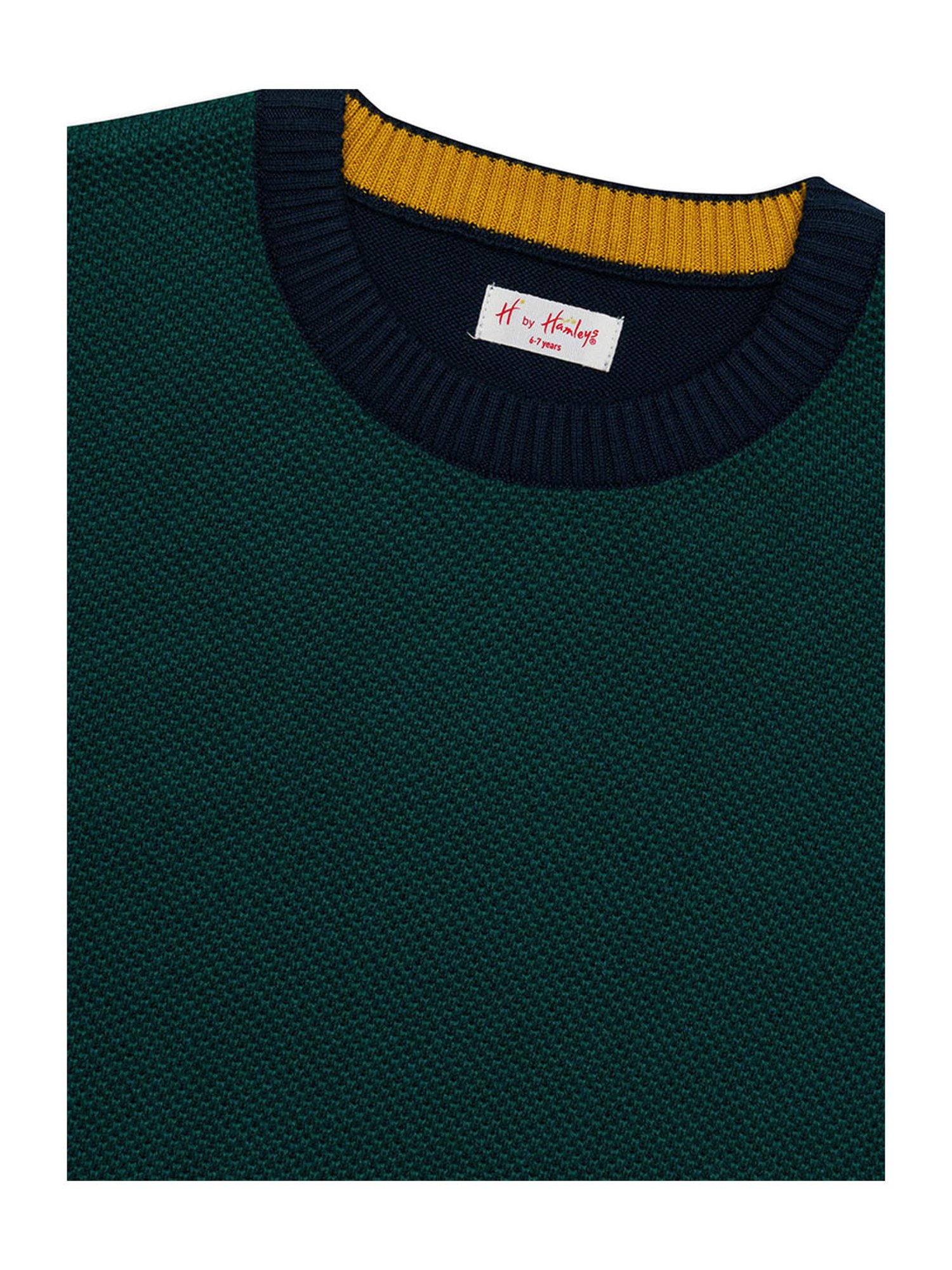 H by Hamleys Boys Green Self Design Full Sleeves Sweater