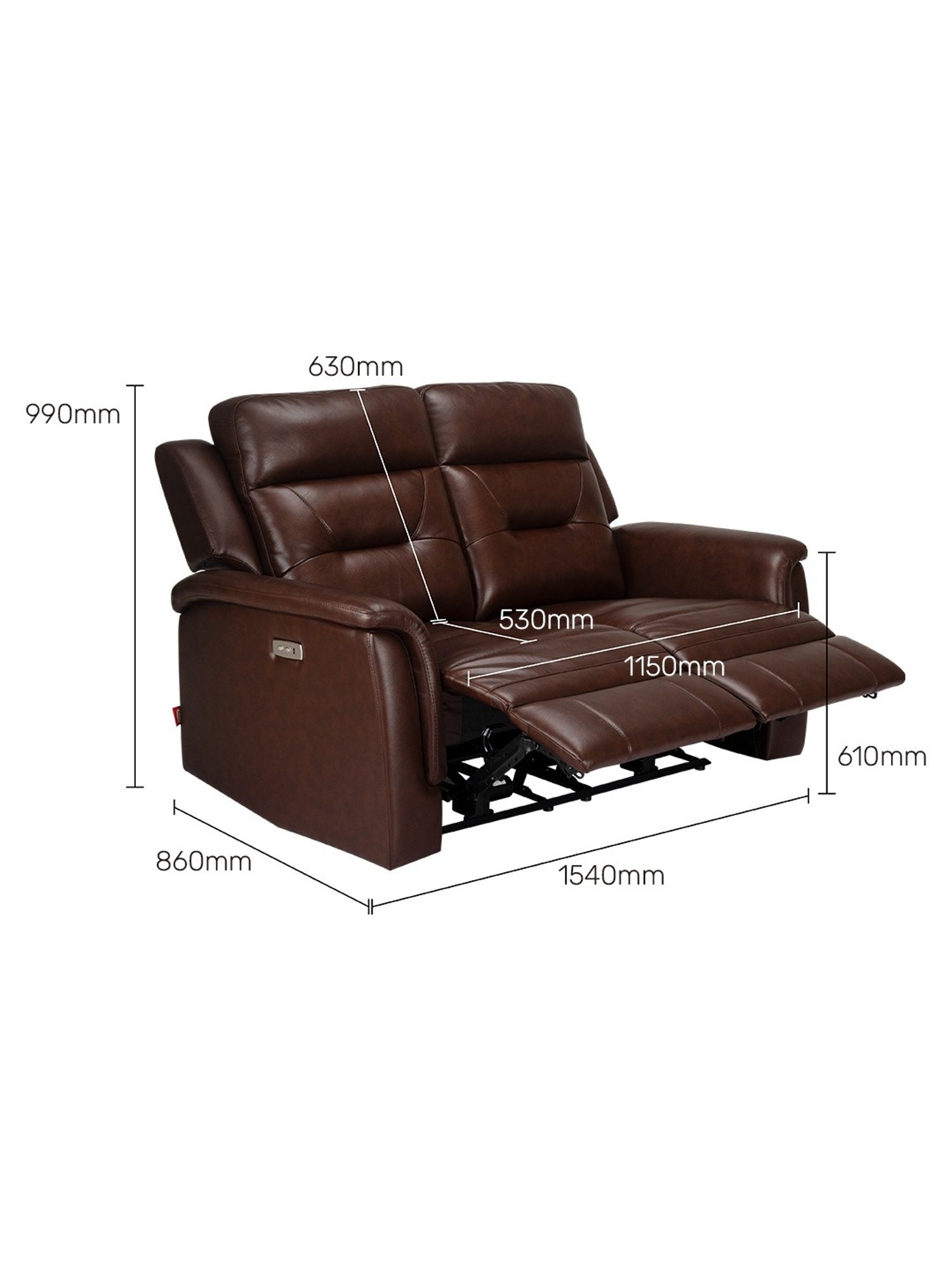 Durian Valerano Coffee Brown Leather Reclining Sofa