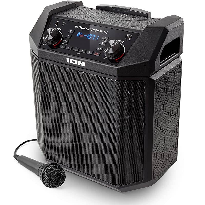 Audio Block Rocker Plus - Portable Bluetooth Speaker 100W W/Battery, Karaoke Microphone, AM FM Radio, Wheels & Telescopic Handle and USB Charging