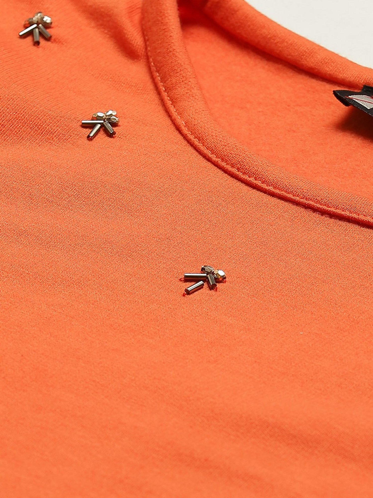 Belle Fille Orange Embellished Sweatshirt