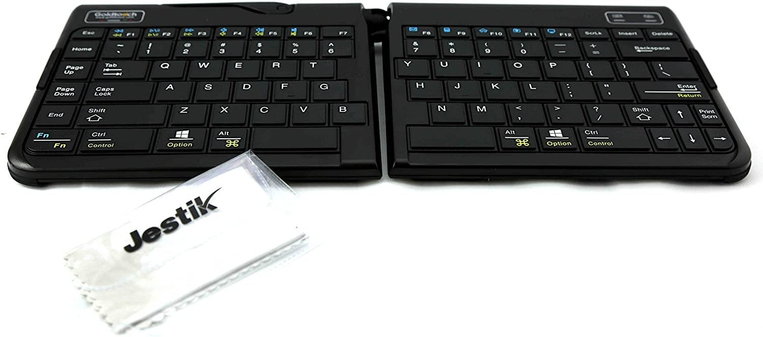 Goldtouch Go!2 Wireless Bluetooth Mobile Keyboard - PC & Mac GTP-0044W Plus Jestik Microfiber Cloth - Value Bundle