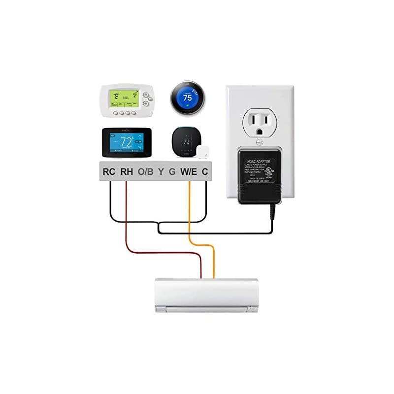 24V Transformer C Wire Adapter Transformer Compatible with Nest Thermostat Ecobee Thermostat Emerson Sensi Thermostat and More UL Certified 164ft5m