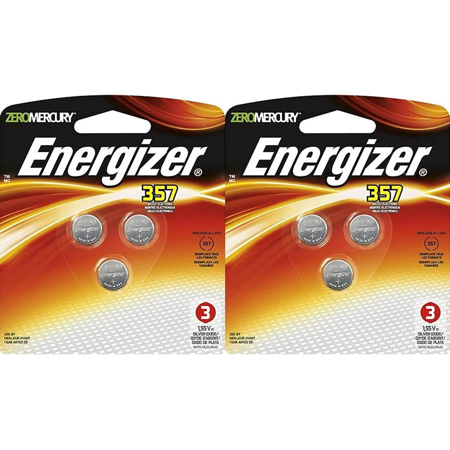 2 Packs of Energizer 357BP-3 Watch/electronic Batteries