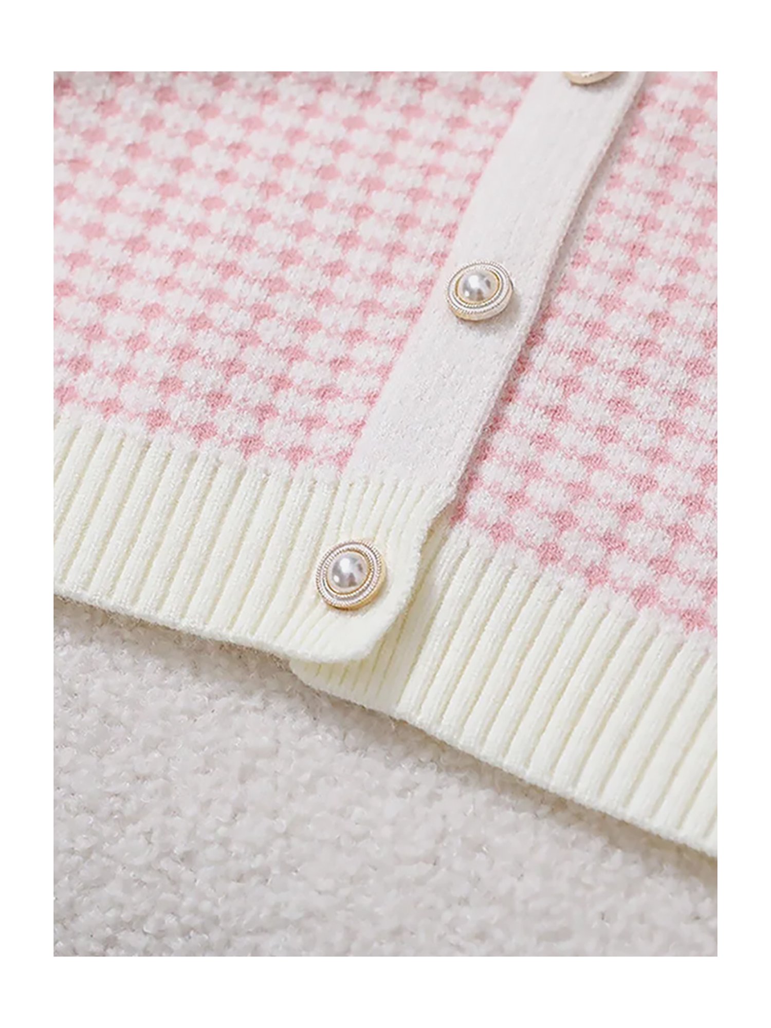 Little Surprise Box Kids Pink & Cream Self Design Full Sleeves Cardigan with Skirt