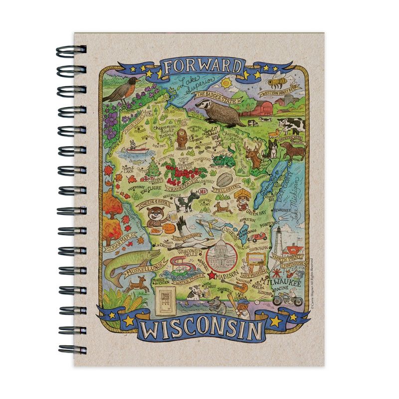 Wisconsin State Map Lined Journal 7.25" x 9.25"