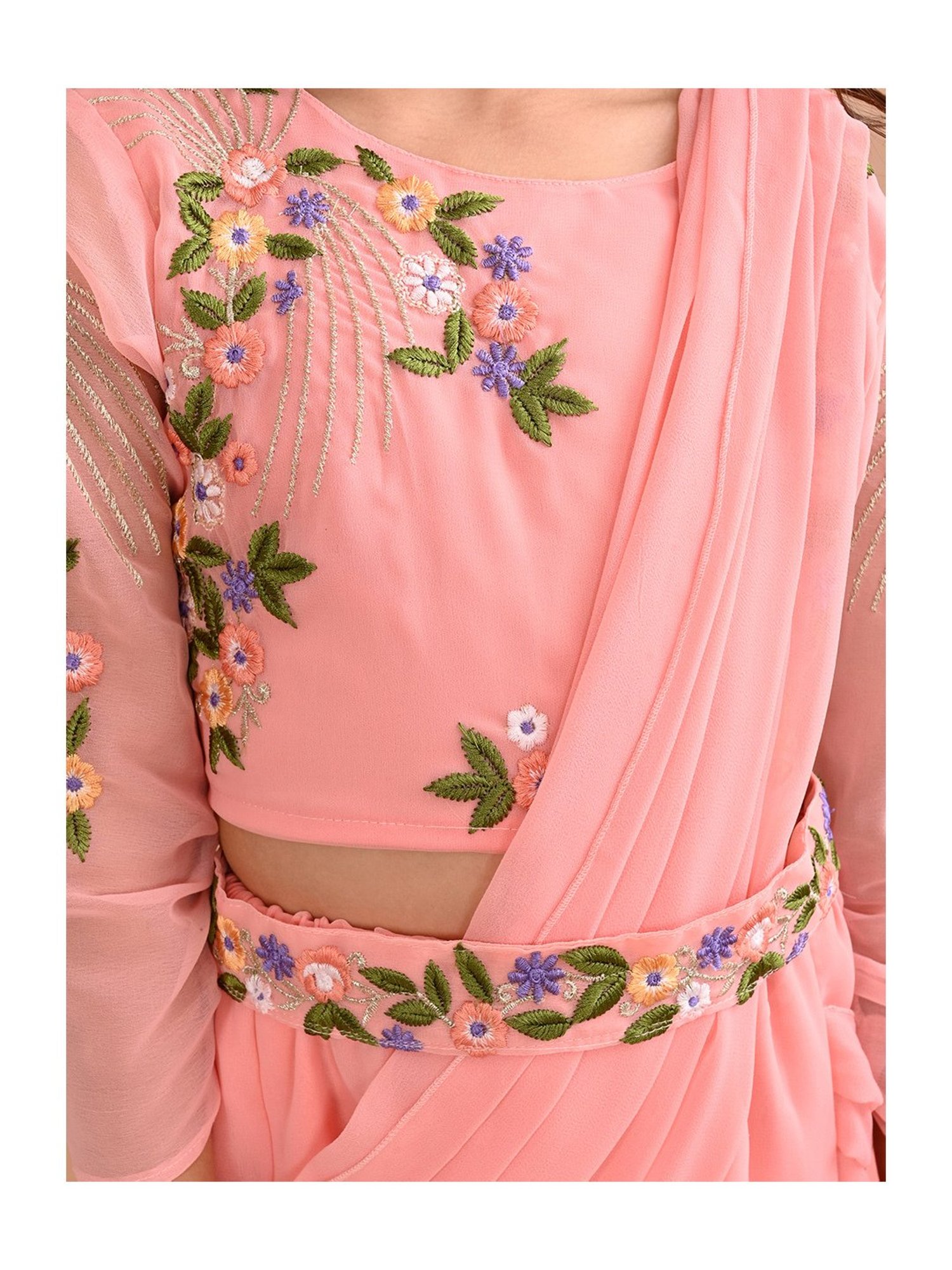 Many Frocks Kids Blue Embellished Top with Plazzos