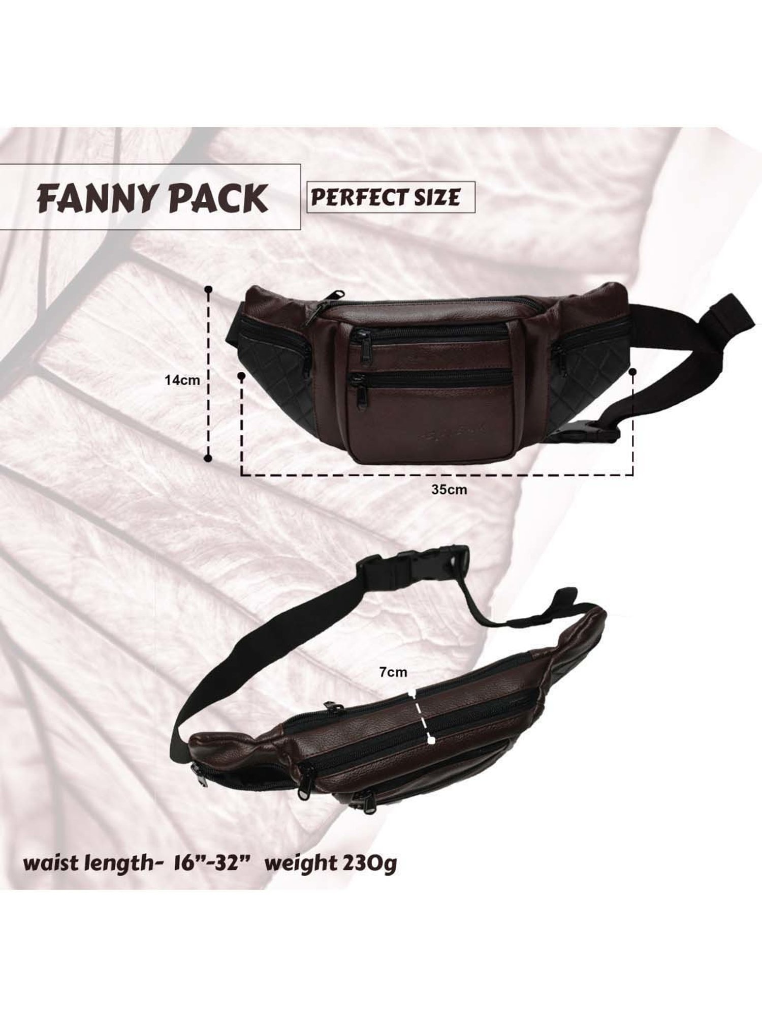 F Gear Brown Solid Waist Pouch