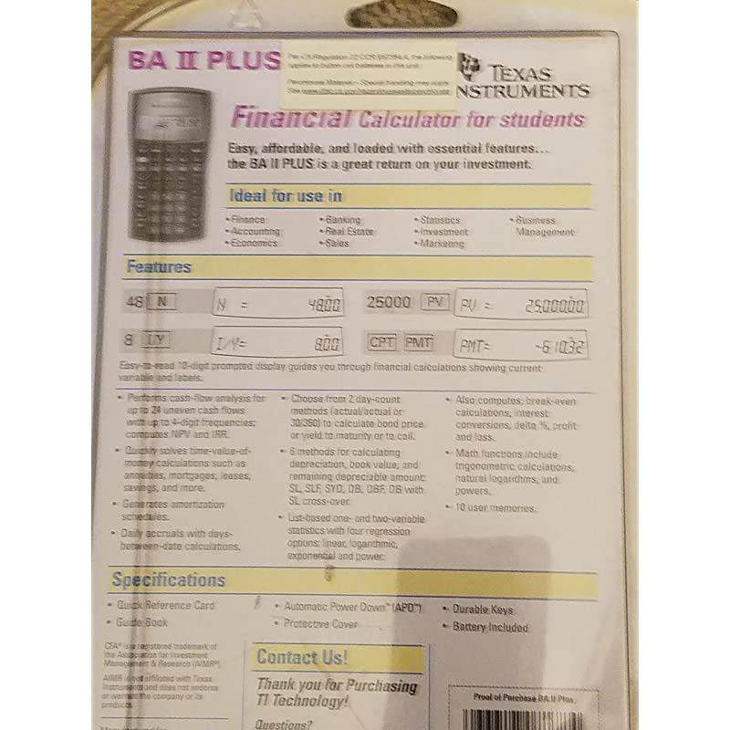 TI-BA II PLUS - ADVANCED FINANCIAL CALC (TIBA2P) -