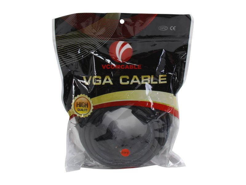 VCOM VC-VGA25M 25 ft. SVGA HD15 Male to Male Black Cable