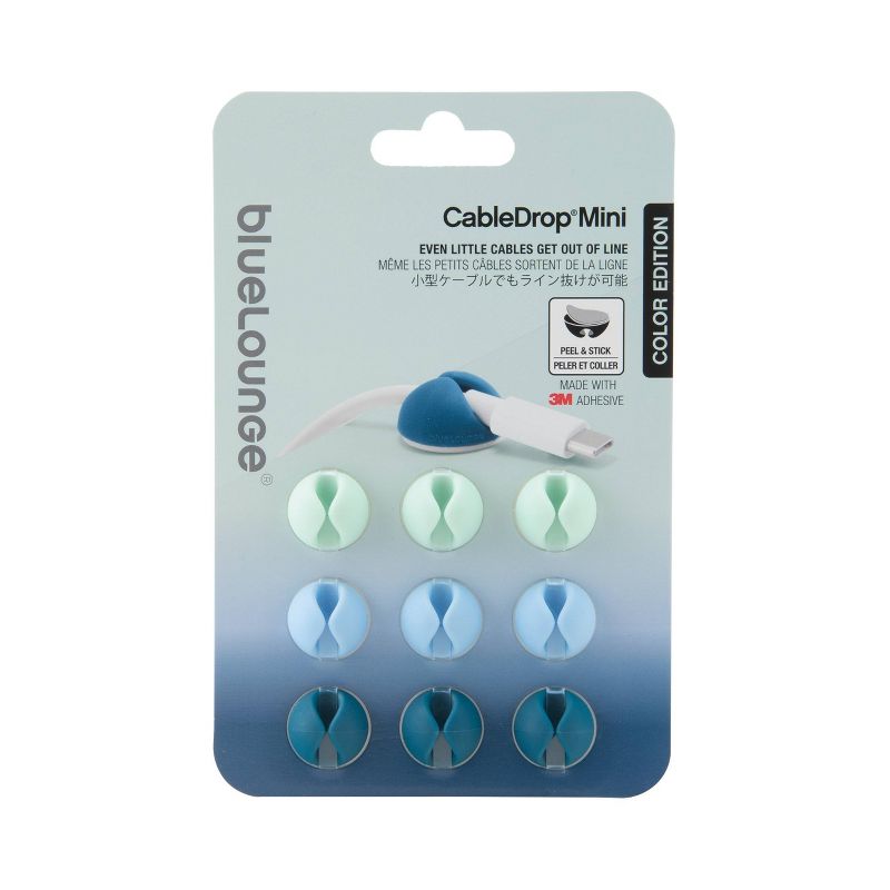 9pk CableDrop Mini Cable Router Clips Ombre Blue - BlueLounge