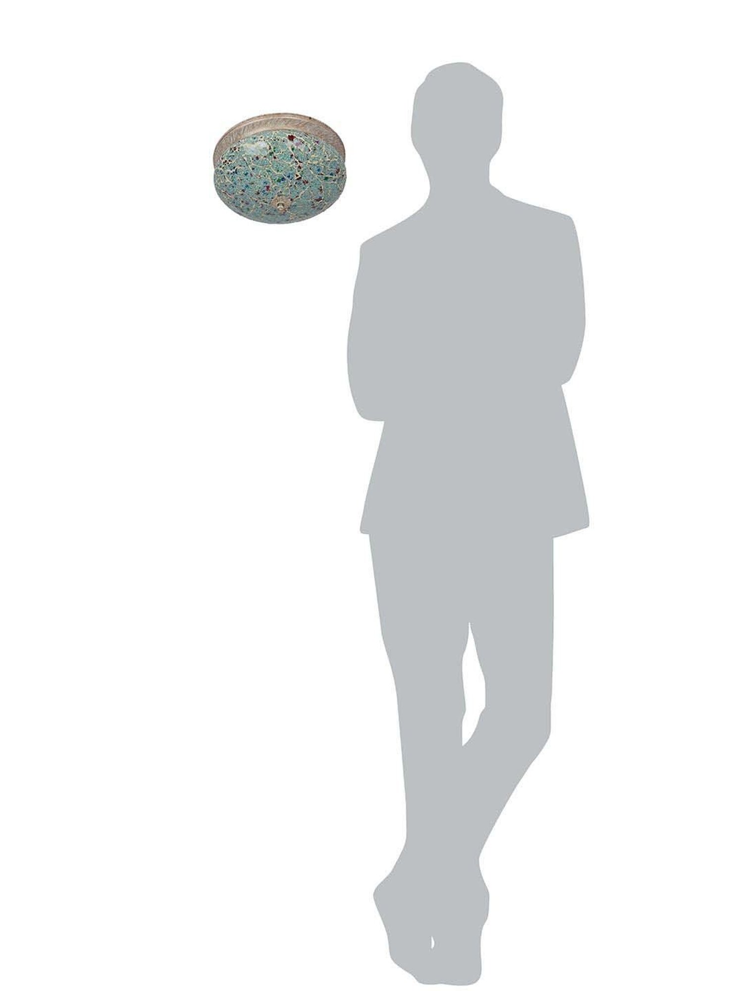 Fos Lighting Multicolor Mild Steel 25.4 cm Round Wide Crackle Flush Mount Ceiling Light