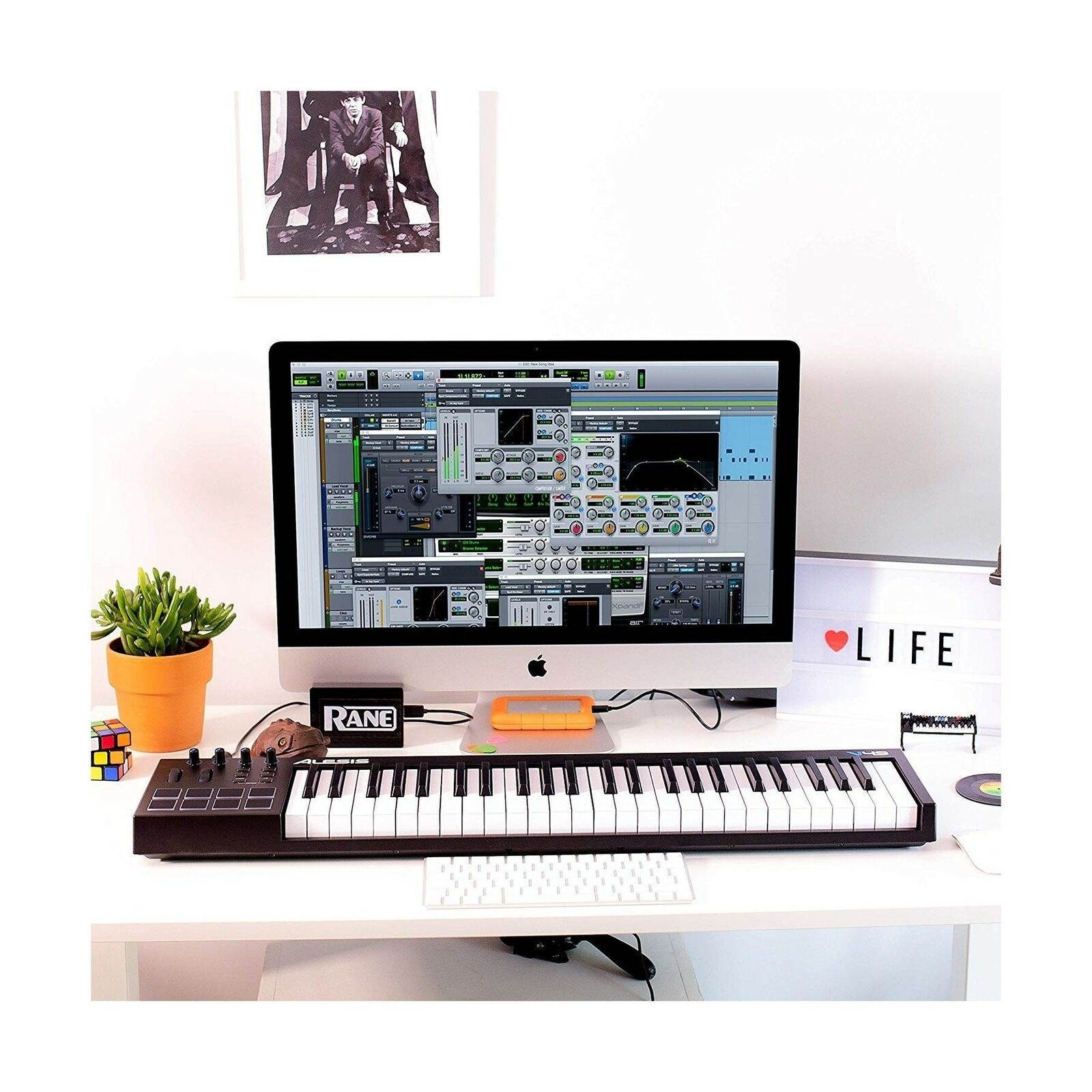 MIDI Controller Bundle | 49 Key USB MIDI Keyboard with 8 Beat Pads, Sustain P...