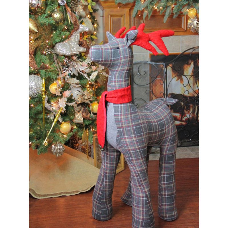 Allstate Floral 41" Decorative Plaid Standing Elegant Reindeer Christmas Decoration