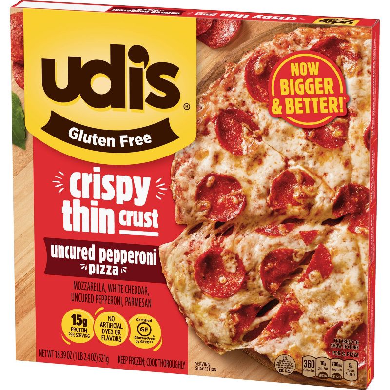 Udi's Gluten Free Crispy Thin Crust Uncured Pepperoni Frozen Pizza - 18.39oz
