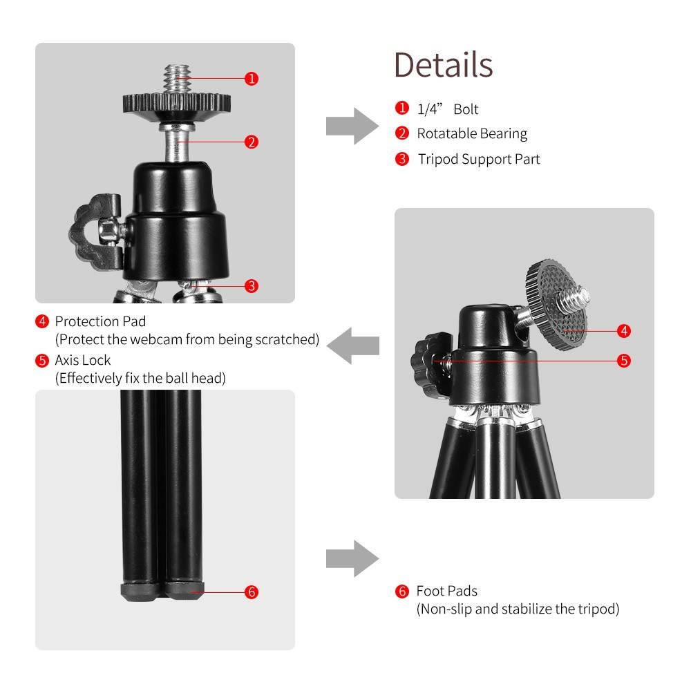 Portable Mini Webcam Tripod for Smartphone Lightweight Flexible Web Camera Desktop Support Stand Phone Holder Table Stand