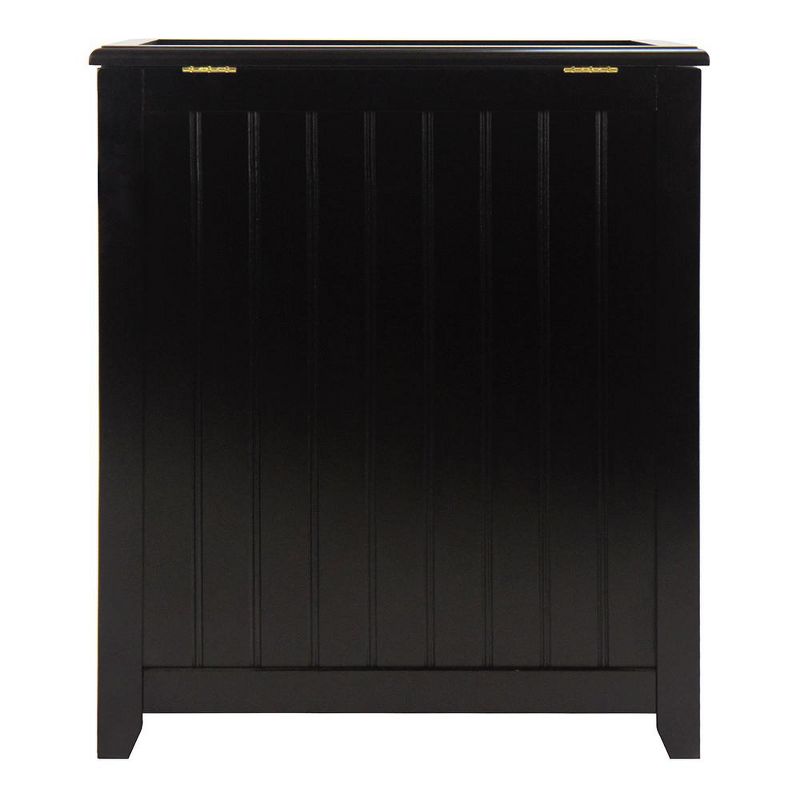 Oceanstar Bowed Front Laundry Wood Hamper with Interior Bag