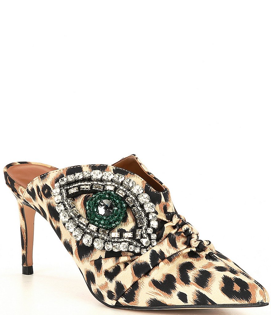 Kurt Geiger London Bella Embellished Leopard Print Dress Mules