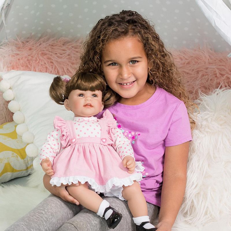 Adora Toddler Doll "Vintage Girl" with Pink frill Pinafore Dress, Pink Baby Pantaloons and Black Mary Jane Shoes