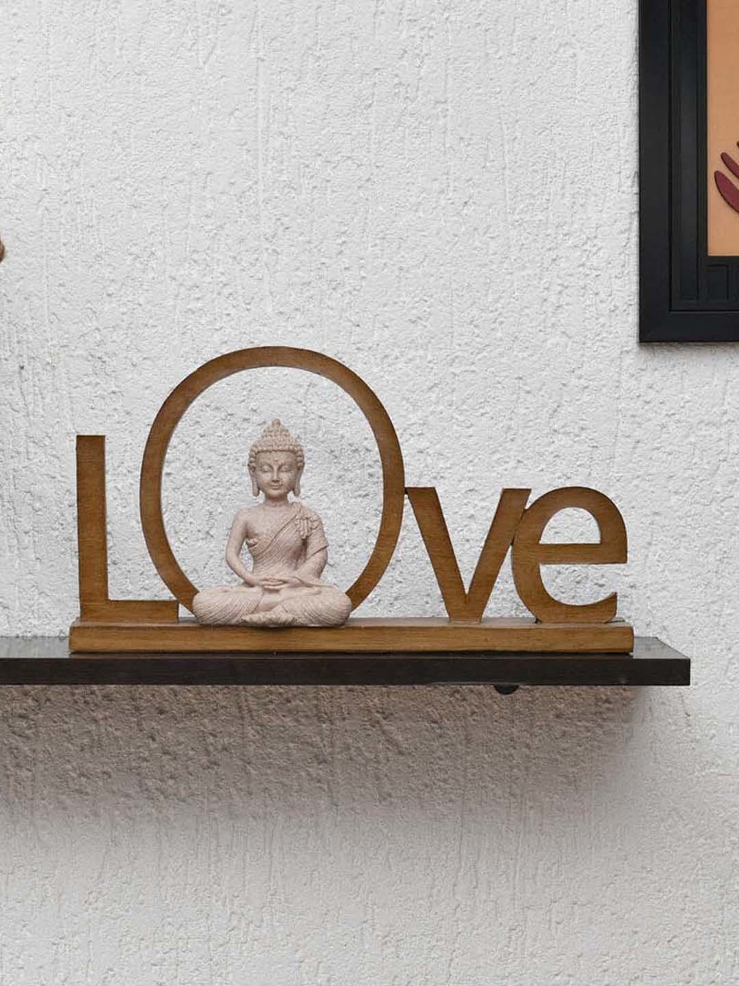 @home Tan & Beige Resin Buddha Love Showpiece