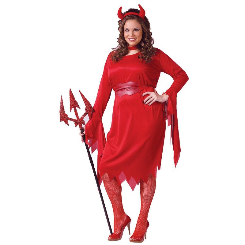 Adult Plus Size Delightful Devil Halloween Costume Red 2X