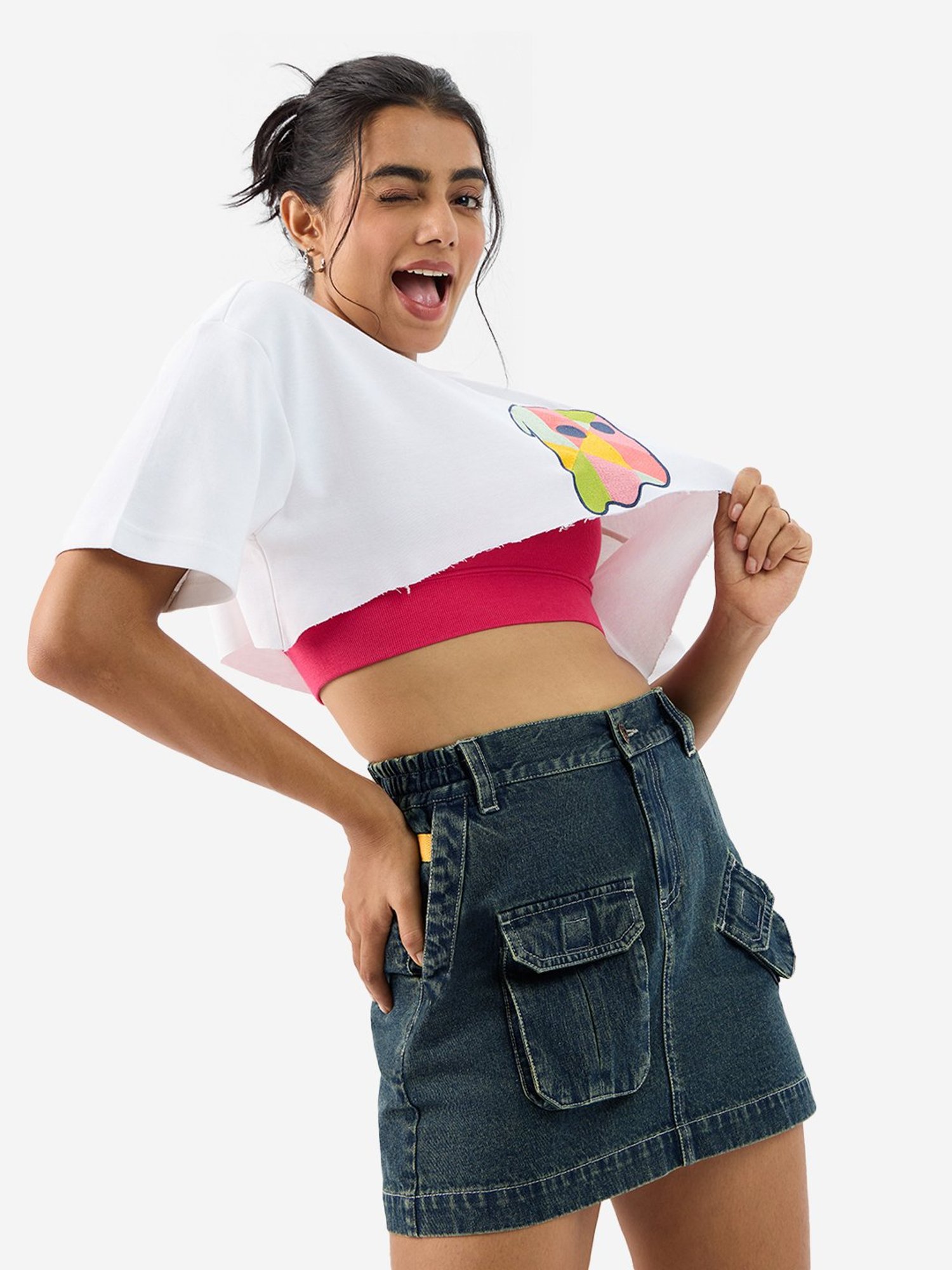 The Souled Store Blue Mini Skirt