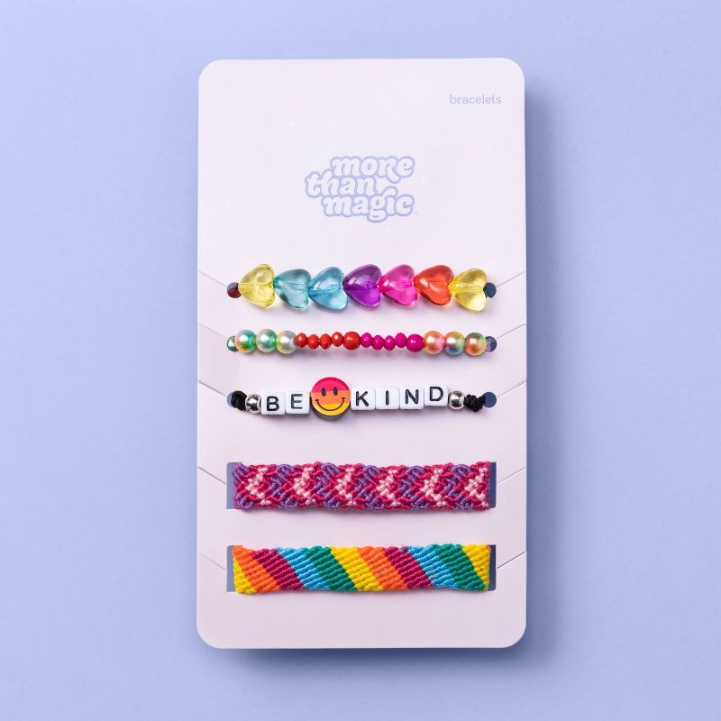 Girls' 5pk Be Kind Braided Bracelet Set - More Than Magic™