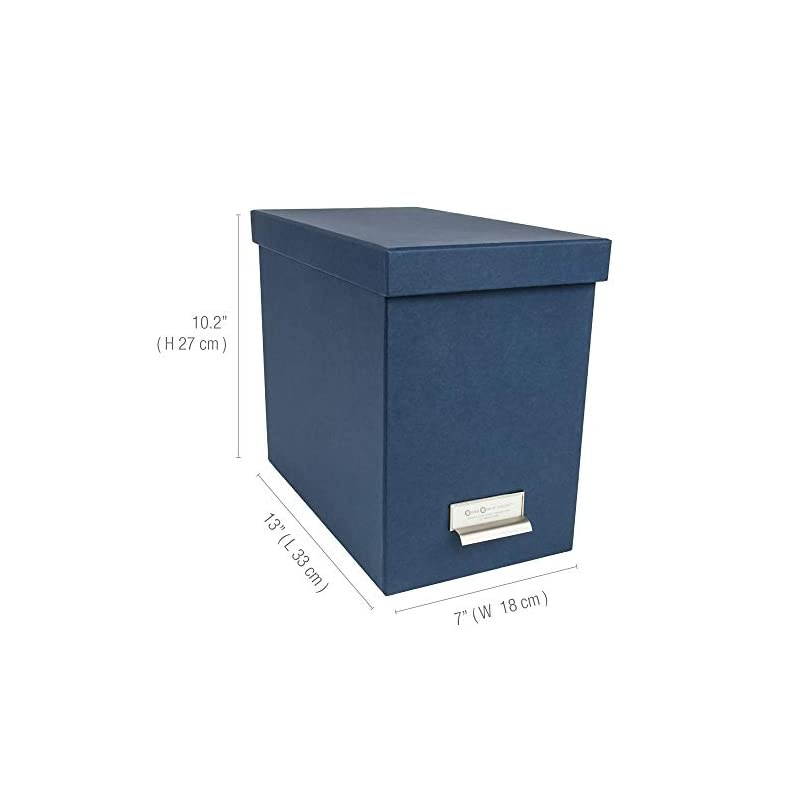 John Fiberboard Label Frame Desktop File Storage Box, 10.2 x 7 x 13 in, Blue