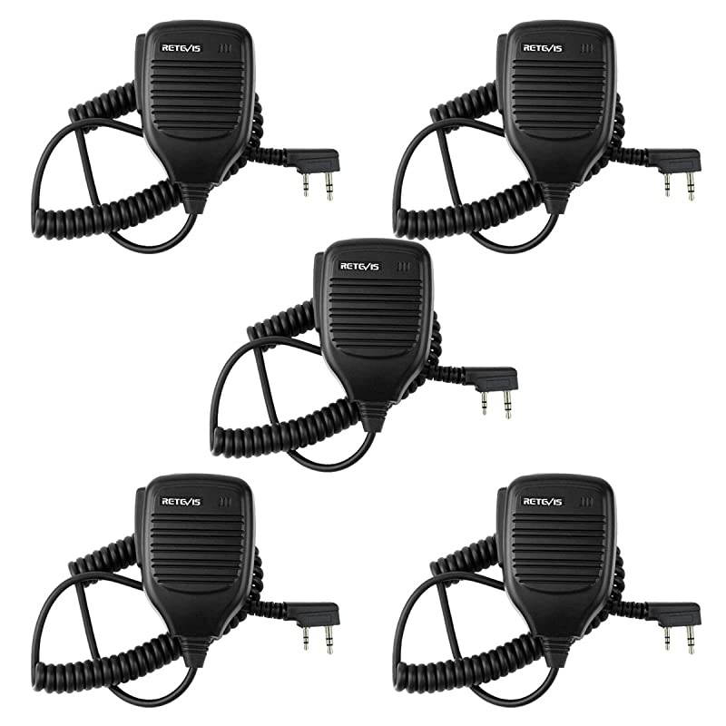 2 Pin Shoulder Mic Speaker 2 Way Radio Microphone for Baofeng BF888S UV5R Kenwood  H777 RT21 RT22 RT5R Walkie Talkie 5 Pack