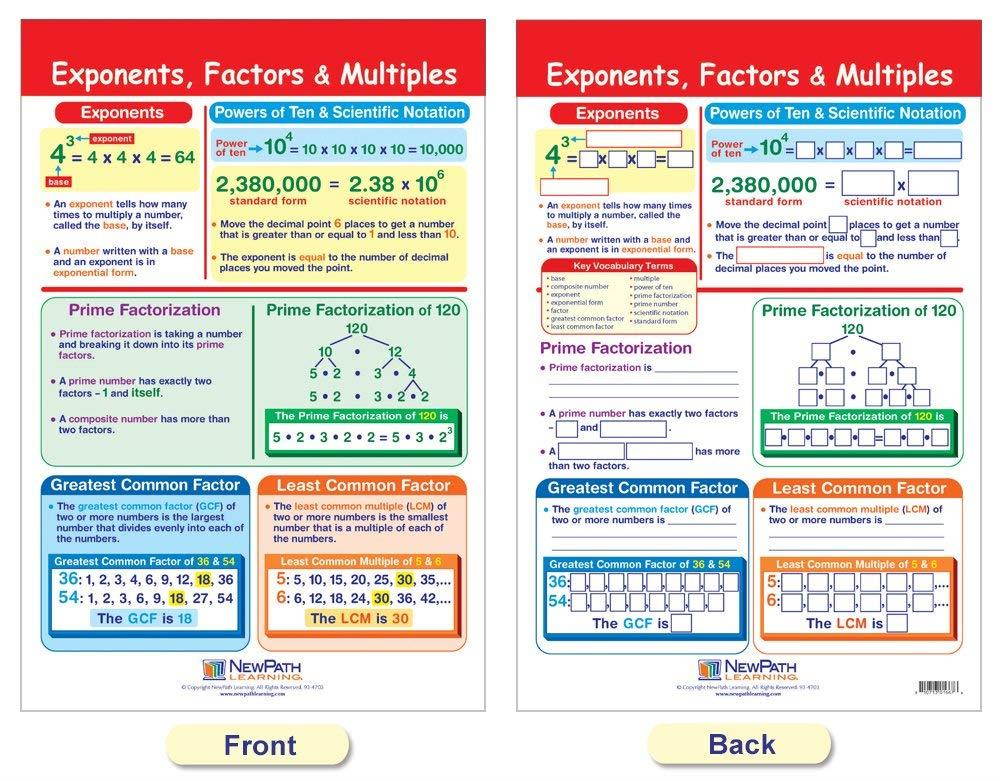NewPath Learning 93-6502 Integers, Rational and Real Numbers Bulletin Board Chart Set (Pack of 6)