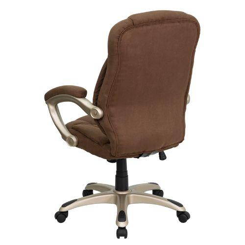 High Back Brown Microfiber Contemporary Executive Swivel Ergonomic Office Chair with Arms