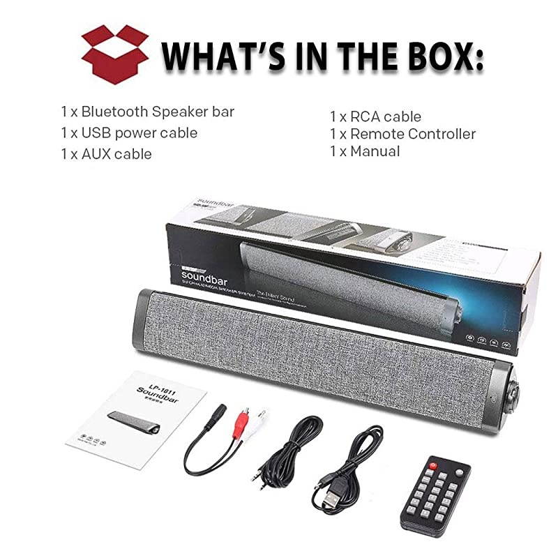 Sound Bar  Wired and Wireless Bluetooth 50 Audio Speaker Surround Sound Home Theater Builtin Subwoofers for TVPCPhonesTablets with Remote Control Support Device with AUXRCAUSB Function