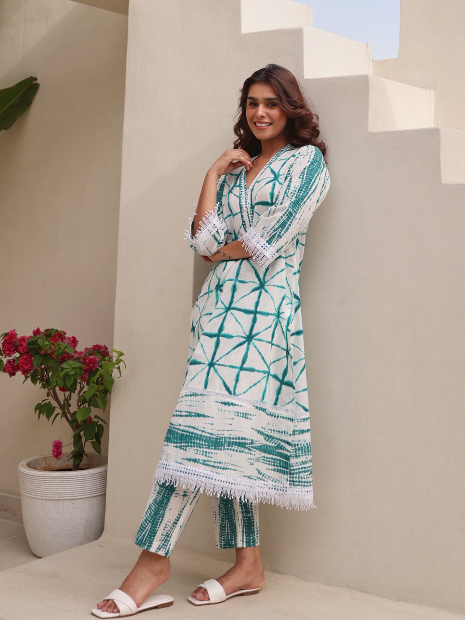 Ekohum Cotton White Kurta With Pants