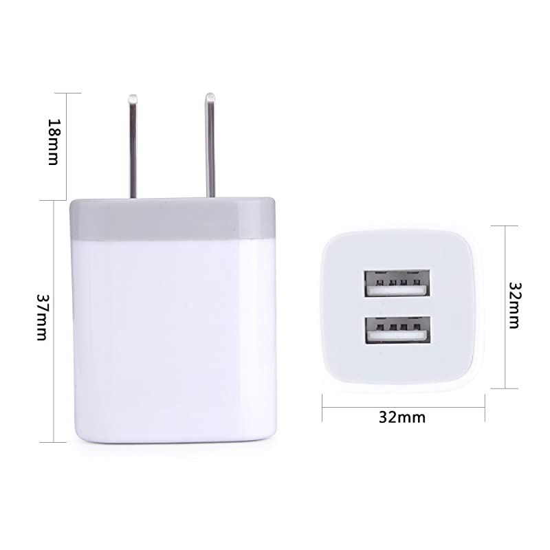Wall Charger Dual Charger Adapter 3Pack 21A 2Port Cube Power Adapter Wall Charger Plug Charging Block Cube Compatible for iPhone 876 PlusX iPad Samsung Galaxy S5 S6 S7 EdgeLG HTC